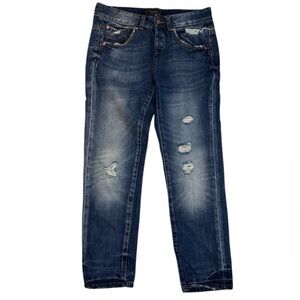 Zara Jeans. Boot cut Distressed. Size 04. 
Rise 9” & inseam 26”. Top condition.